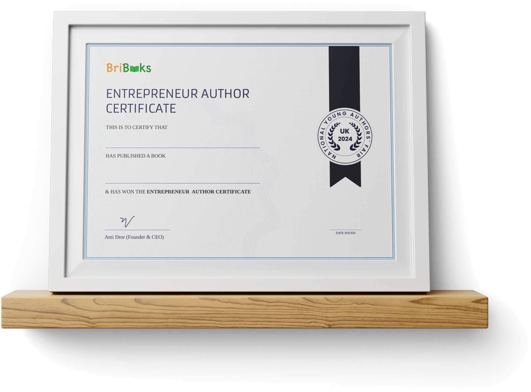 Entrepreneur Author Certificate & Platinum Star Medallion